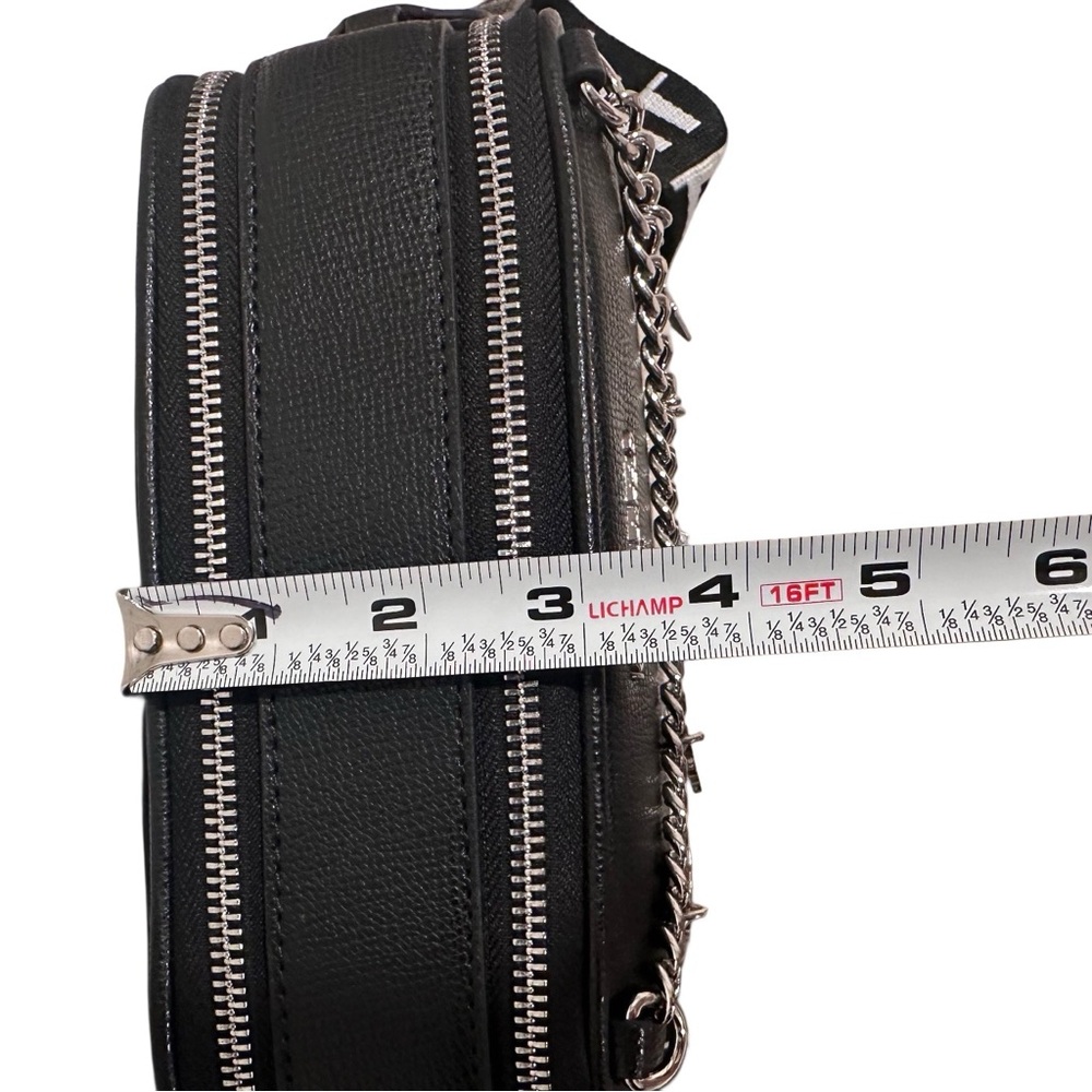 Karl Lagerfeld Camera Bag Black Crossbody Black & White Logo Strap Charms Paris - Picture 14 of 17